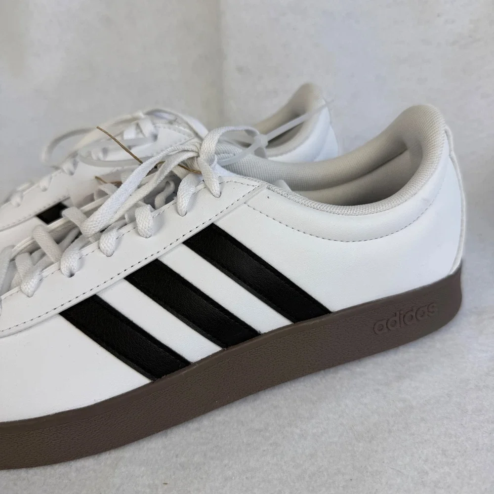 New‎ Adidas Mens Size 10.5 VL Court Base White Black Gum Sole Sneakers